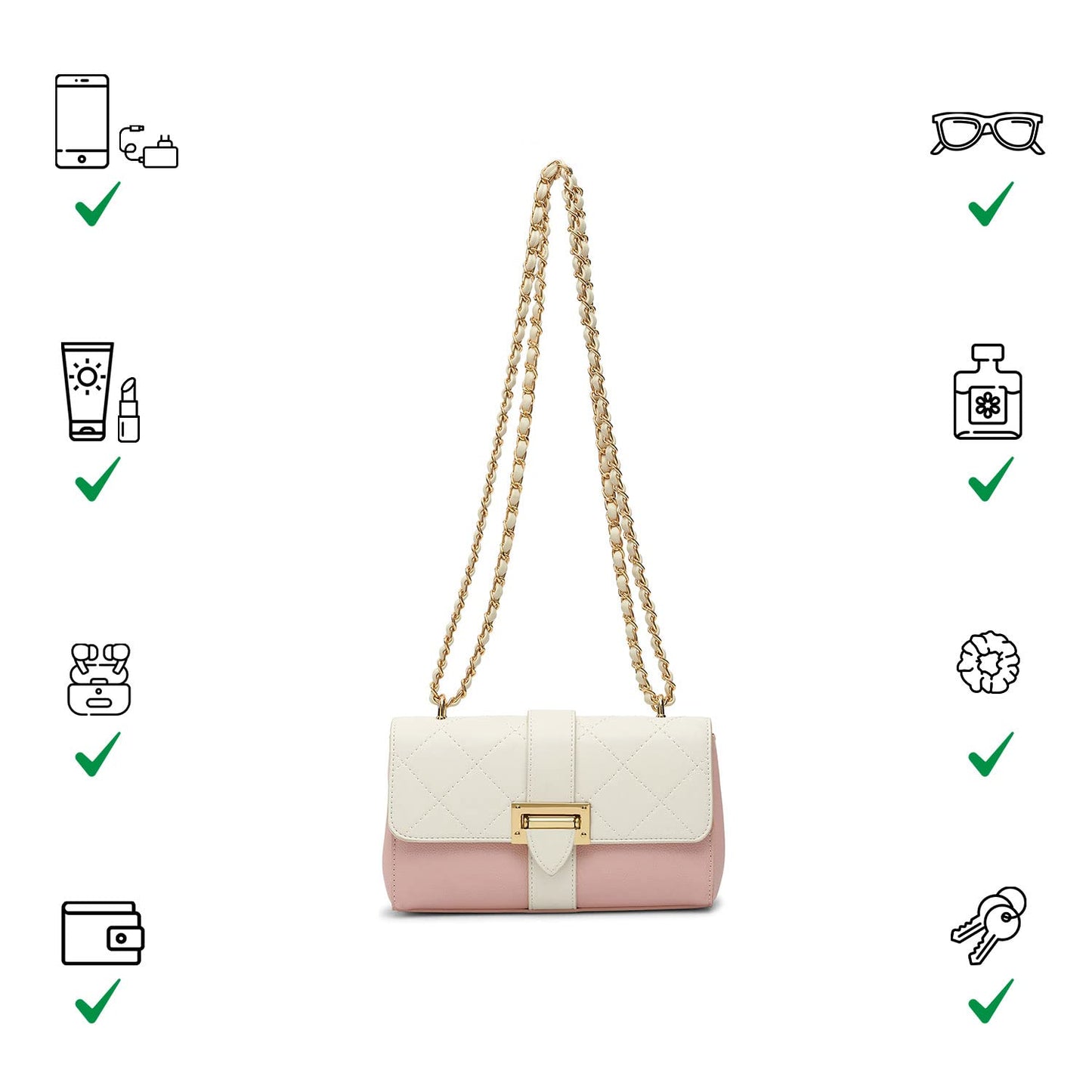 Miraggio Estelle Sling Bag With Adjustable Chain Strap | Sling Bags For Women Stylish |Shoulder Bag For Women Stylish