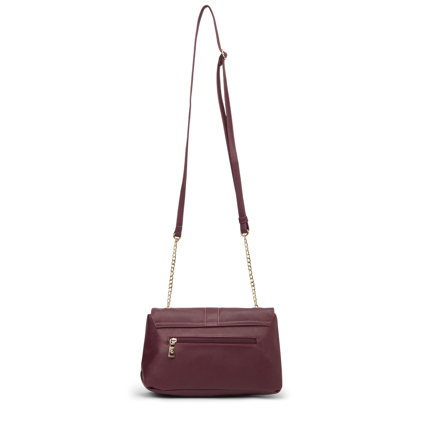 Caprese Lexi Medium Sling Bag for Women | Solid Faux Leather Crossbody Handbag with Adjustable Strap | Stylish Shoulder Purse with Zipper & Magnetic Button Closure | Everyday Office, & Travel (Cherry)