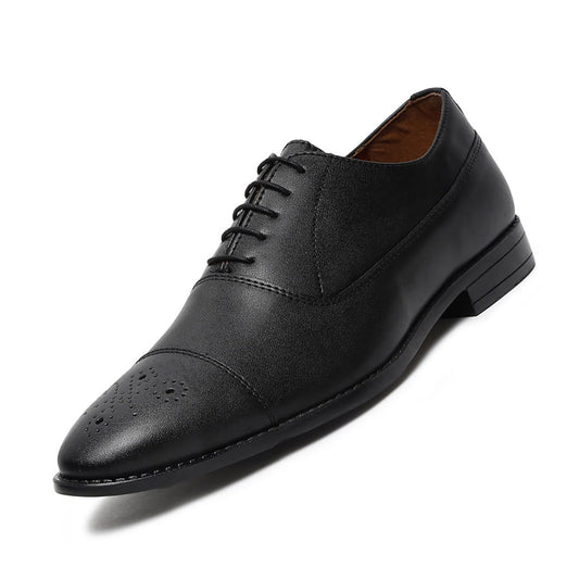 LOUIS STITCH Derby Formal Shoes for Men | Lace-Up Cap Toe | Ideal for Business, Casual, Parties | Solid Design in Obsidian Black | UK Size 9 -RGCT