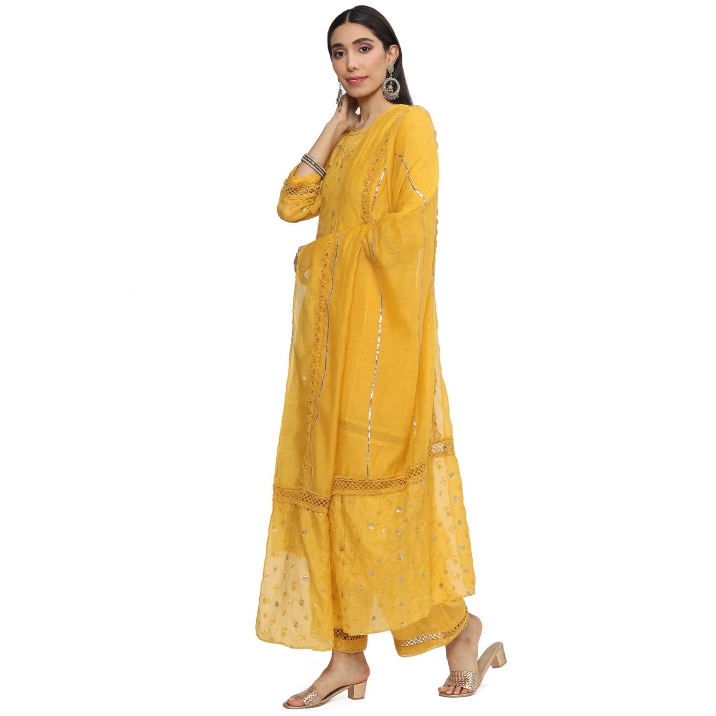 BIBA Women's Cotton Blend Salwar Suit Set (SKDNOOR8569SS23MAN_Green