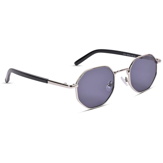 Voyage UV Protection Black Round Non-Polarized Sunglasses for Men & Women (2206MG3770 | Silver Frame | Black Lens | 48)