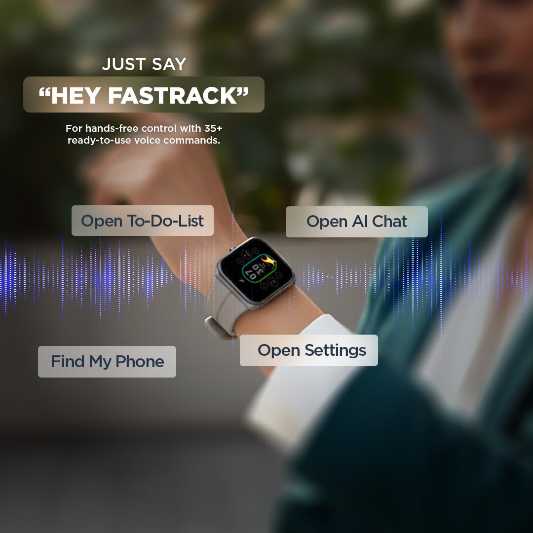 Fastrack VOX Neo Smart Watch with 1.91” Curved TFT Display, Rotary Crown, Offline Voice Commands,To-Do list, BT Calling, 24/7 Health Suite, SpO2, HRM, Sleep Tracking, IP68 Water Resistant - Delta Clay