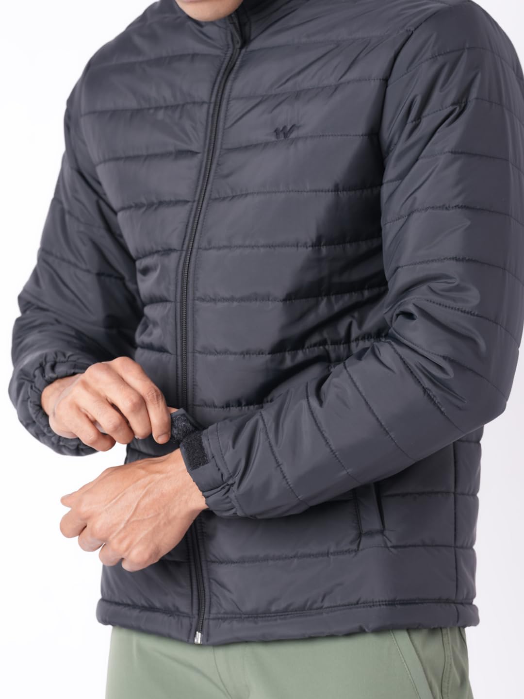 Wildcraft Men Alpine Solid Nylon Blend Collored Casual Quilted Husky Jacket, Full Sleeve - Regular fit, Black, XXL