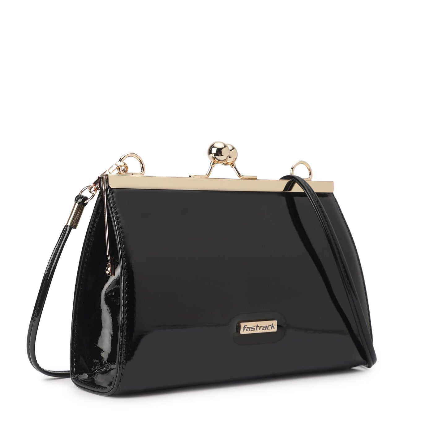 Fastrack Party Clutch For Women's, Ladies And Girls | Comes With Detachable Chain Strap |Made Up Of Semi Pu Leather, Black