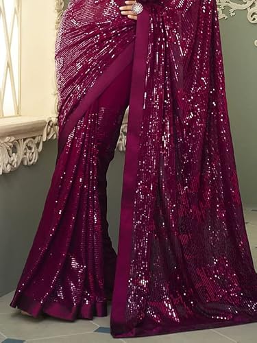 Satrani Women's Knit Pure Georgette Saree (2750S2281N_Wine)