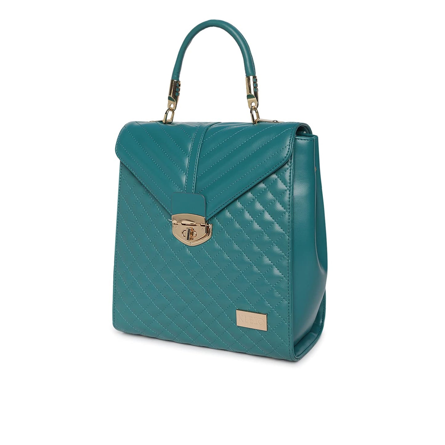 KLEIO Quilted Elegant Unisex Backpack (Olive Green) with Adjustable Shoulder Straps & Small Top Handle | Spacious Bag for Work with Flap and Button Closure & Small interior Pockets