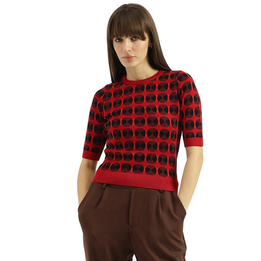 United Colors of Benetton Women's Cotton Round Neck Sweater (25A12F3D10EEG60C_Multicolour