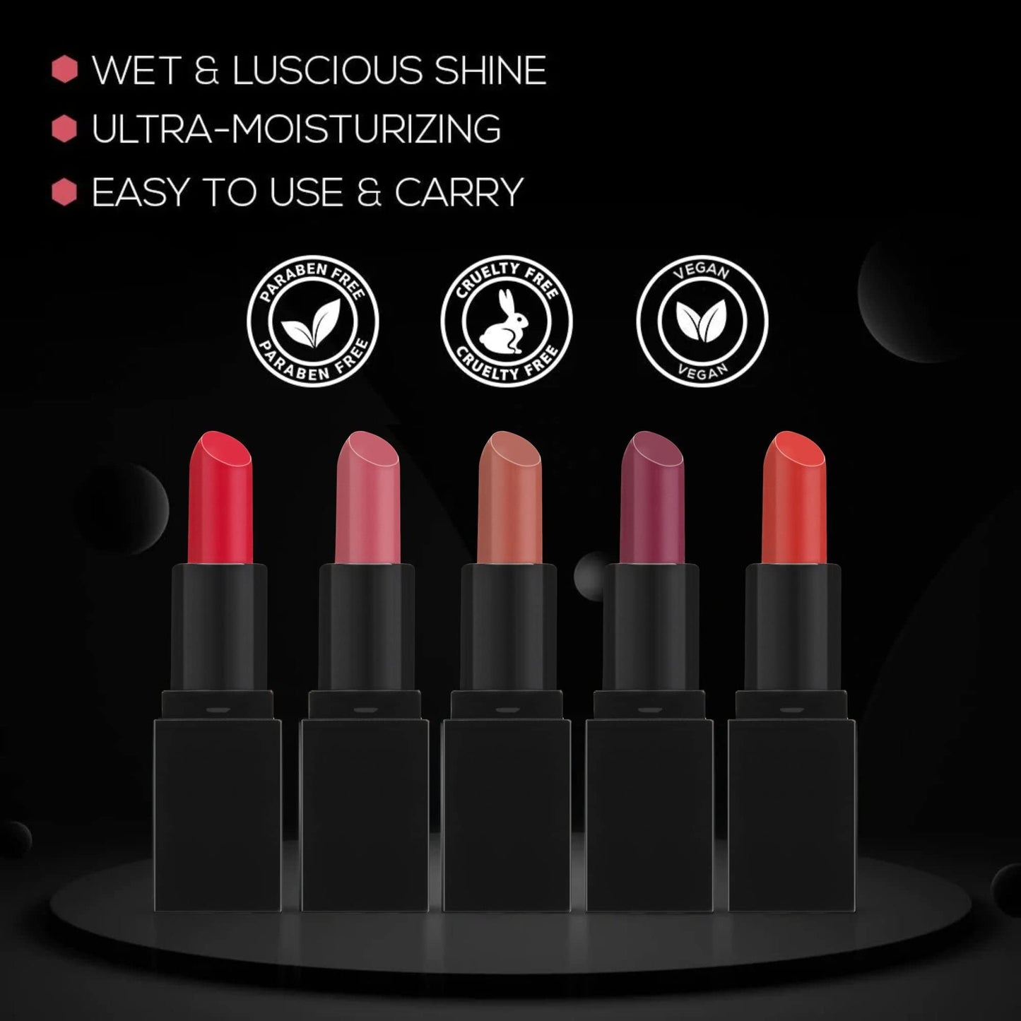 RENEE Crème Mini Lipstick Combo Pack of 5-1.65gm Each, Long Lasting Creamy Finish - Enriched With Jojoba Oil, Keeps Lips Hydrated & Nourished, Travel Friendly