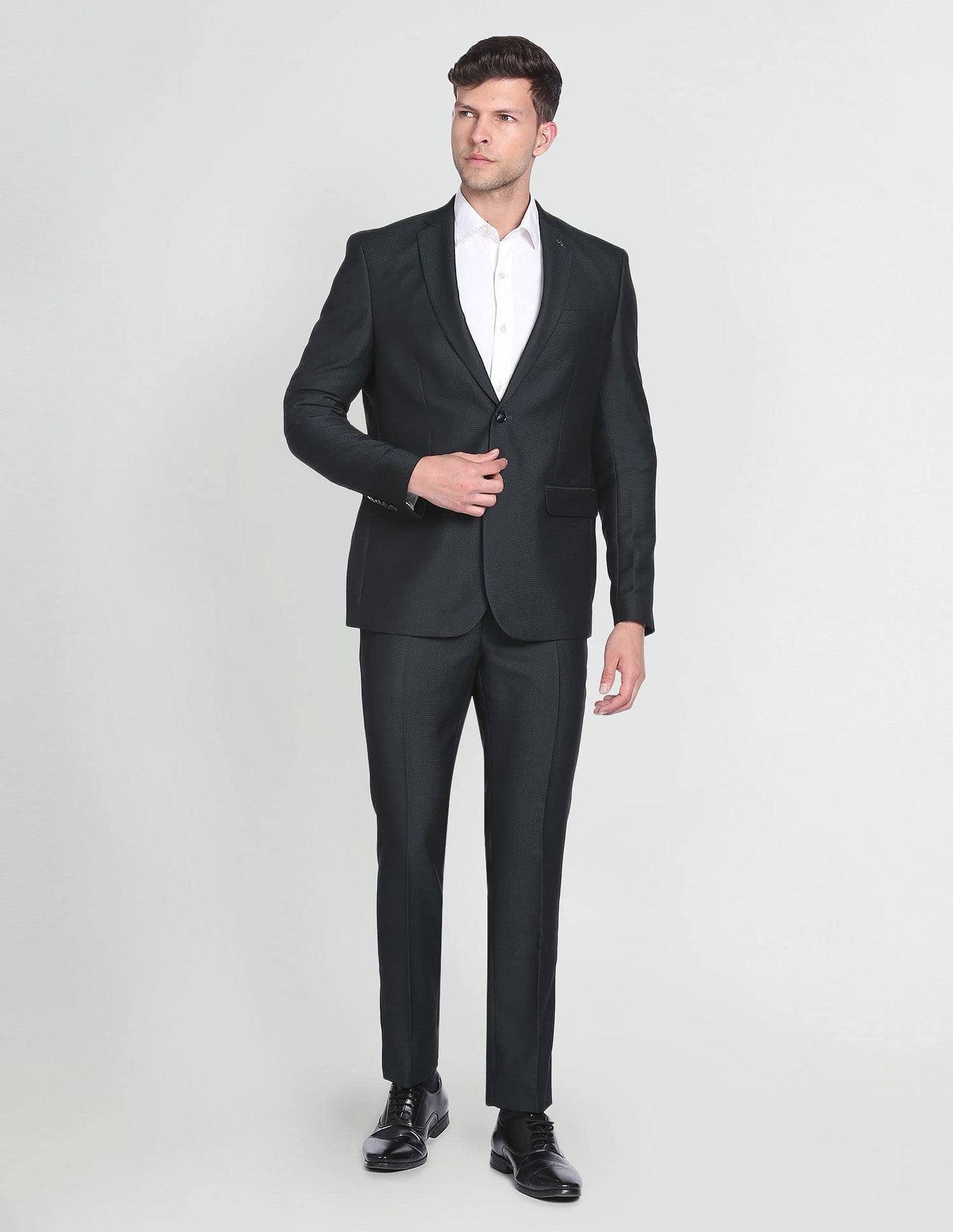 Arrow Men's Cotton Single Breasted Suits (ARAFSU5570_Green