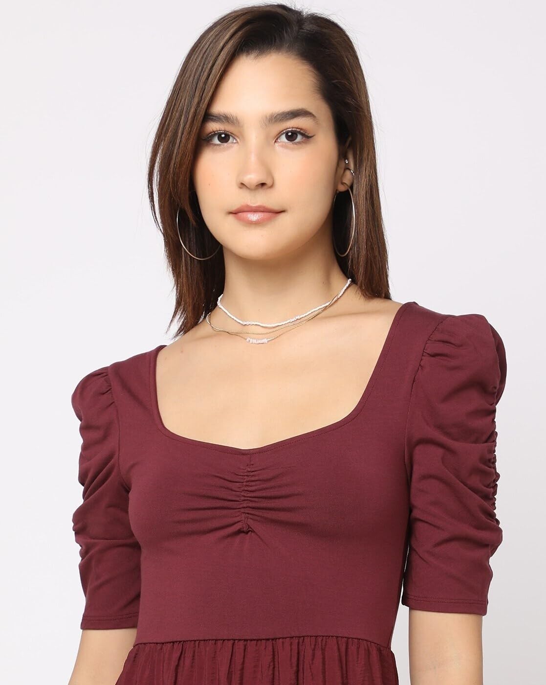 GAP Women's Rayon Classic Midi Casual Dress (442253334_Darkpurple_Dark Purple