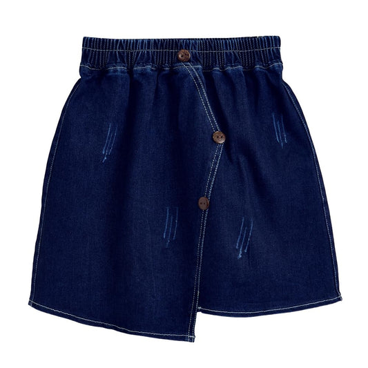 Hopscotch Girls Regular Fit Navy Solid Print Skirts for Ages (7-8 Years)