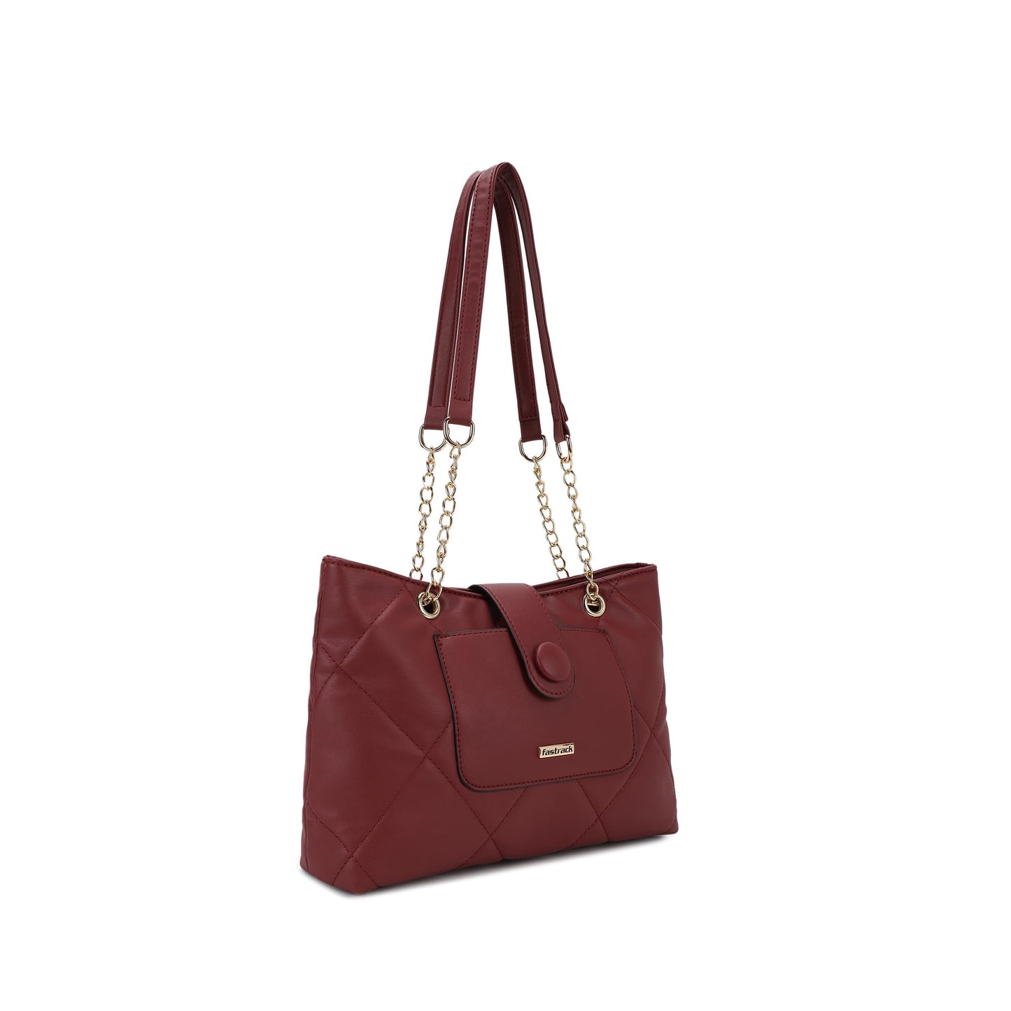 Fastrack Diamond Quilted Shoulder Bag for Girls, Ladies and Women | Comes with Chain Straps | Casual Handbag for Women | Made Up of Semi - PU Leather