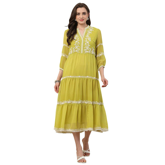 Biba Women Lime Tiered Dress_32
