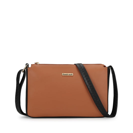 Fastrack Sling Bag For Women | Faux Leather Sling With Zip Closure | Adjustable Strap and Multiple Pockets For Easy Storage| Trendy Handbags For Women