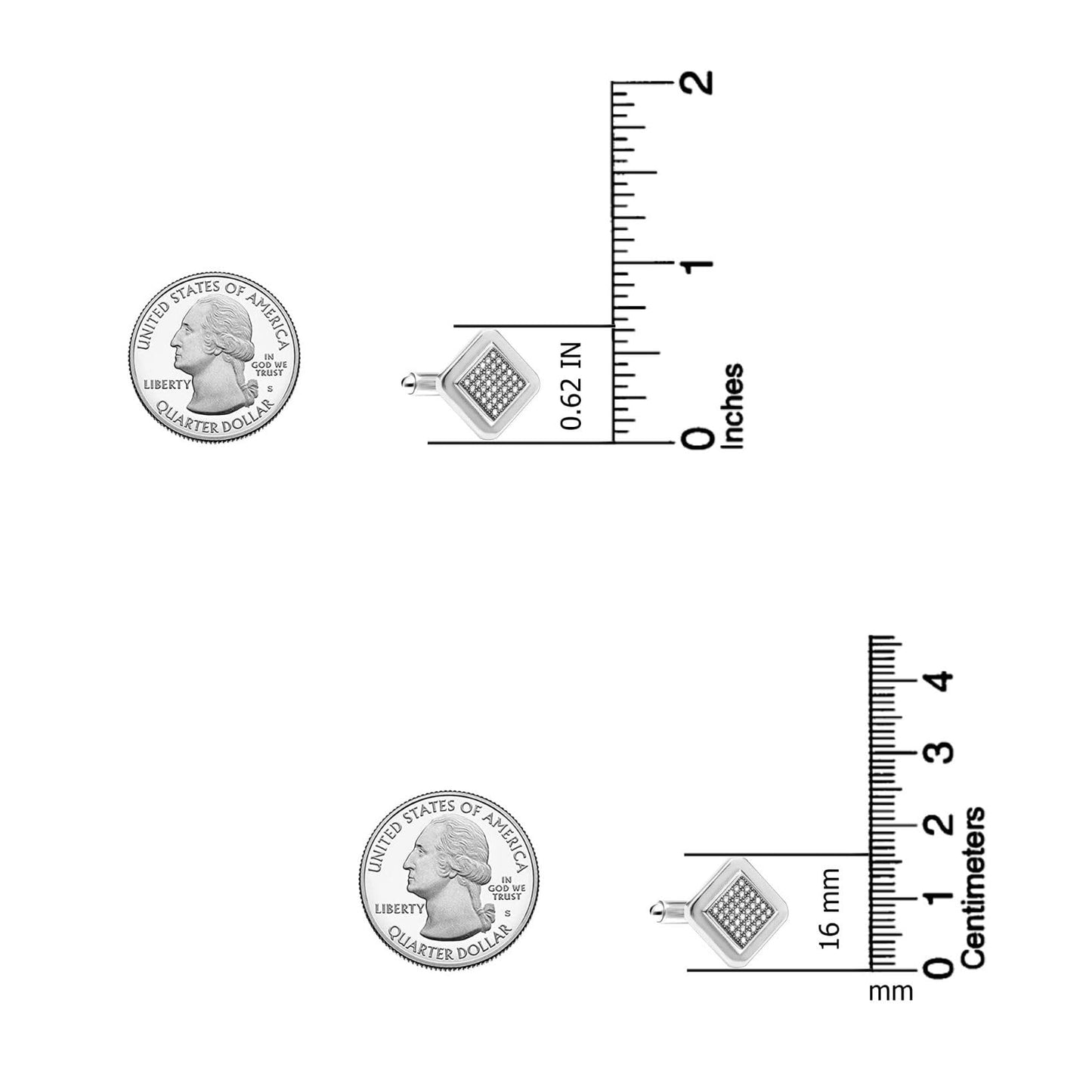 LeCalla 925 Sterling Silver BIS Hallmarked Rhodium-Plated Cubic-Zirconia Square Cufflinks for Wedding Dad Father Grand-Father