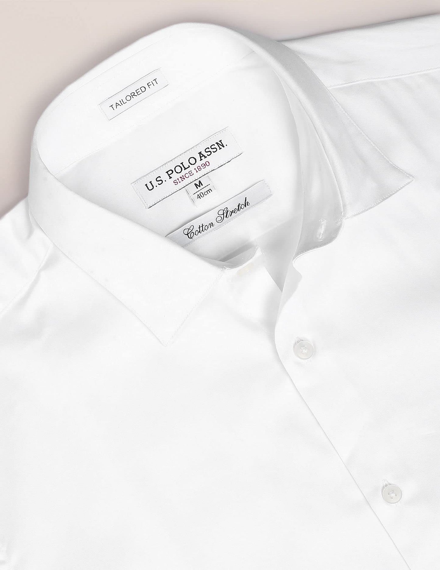 U.S. POLO ASSN. Men's Solid Regular Button Down Shirt (USSHTC0015_White M)