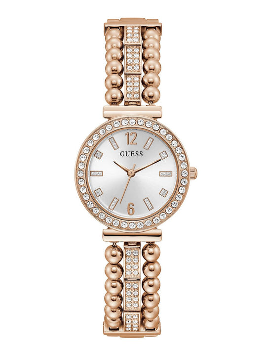 GUESS Stainless Steel Analog White Dial Women Watch-Gw0401L3, Rose Gold Band
