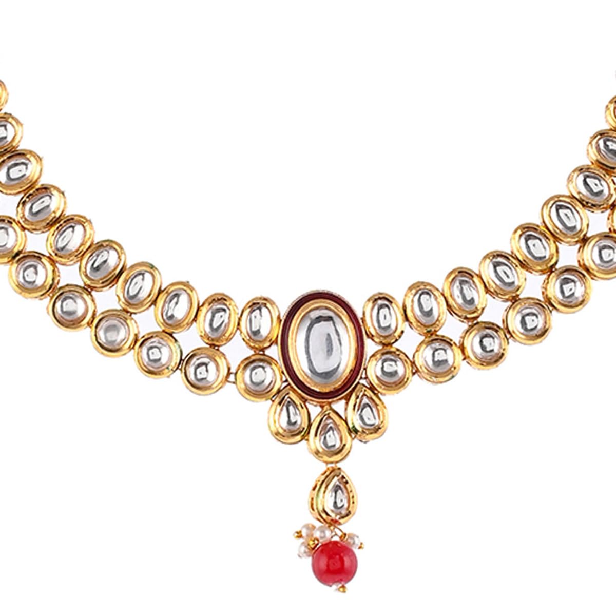 VOYLLA Kundan Elegance Round Cut Kundan Maang Tika Set For Women|Jewellery Set For Women|Womens Gift|Gift For Her|