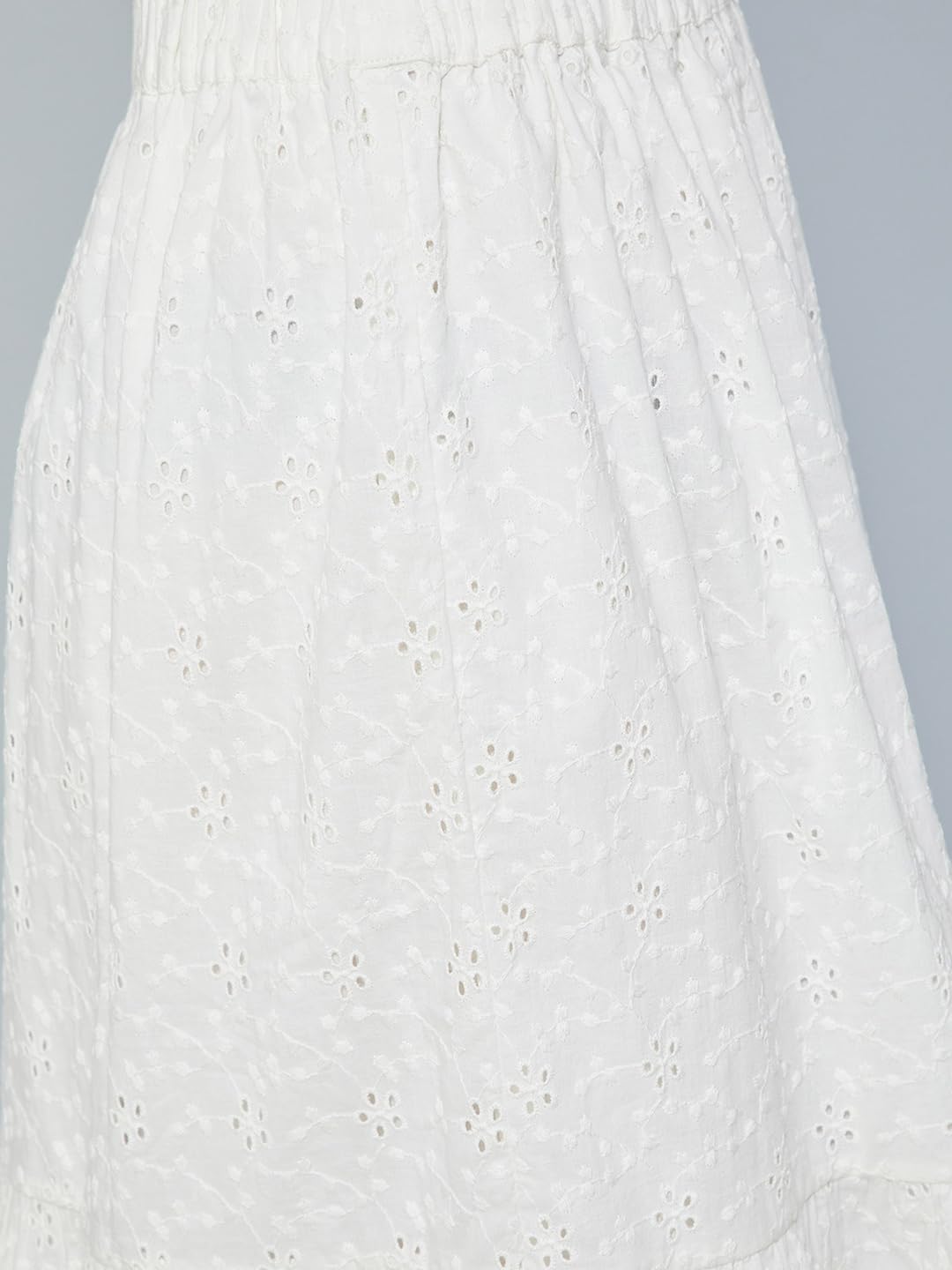 Max URB_N Women Schiffli Midi Skirt (Ivory_M)