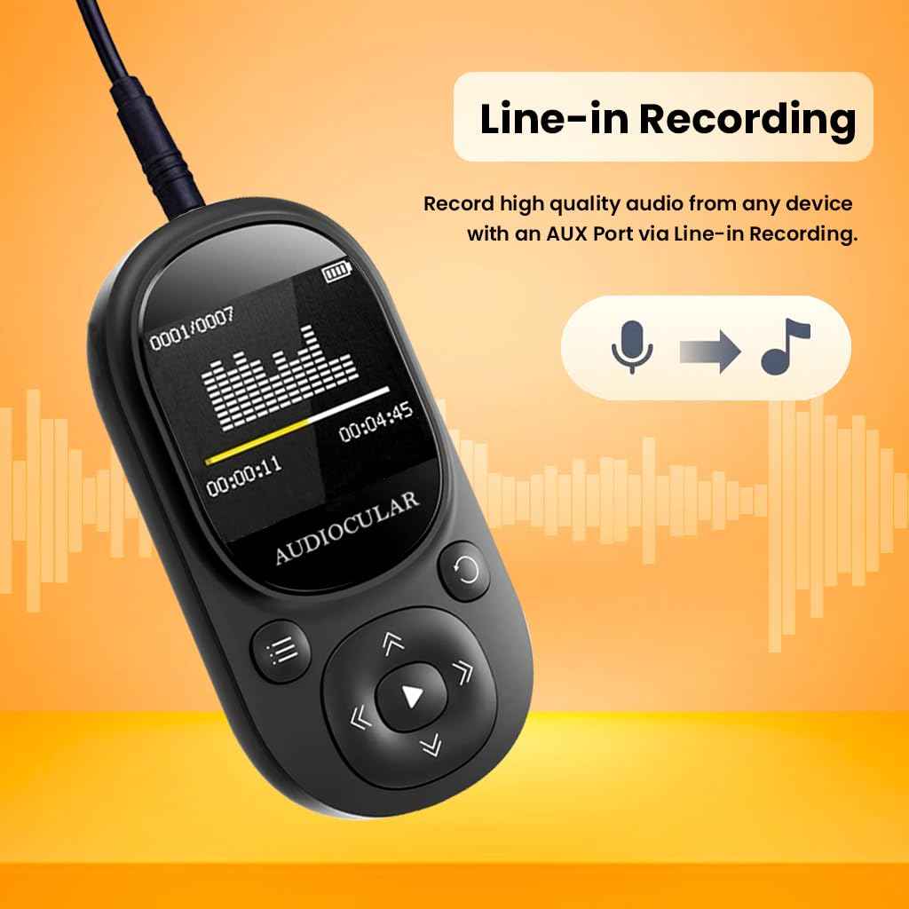 AUDIOCULAR M11 32GB MP3 Digital Player with Clip, Portable Bluetooth Music Player Support Upto128GB External Storage, Pedometer, FM Radio, Voice Recorder, E-Book, Stopwatch (32GB - Black)