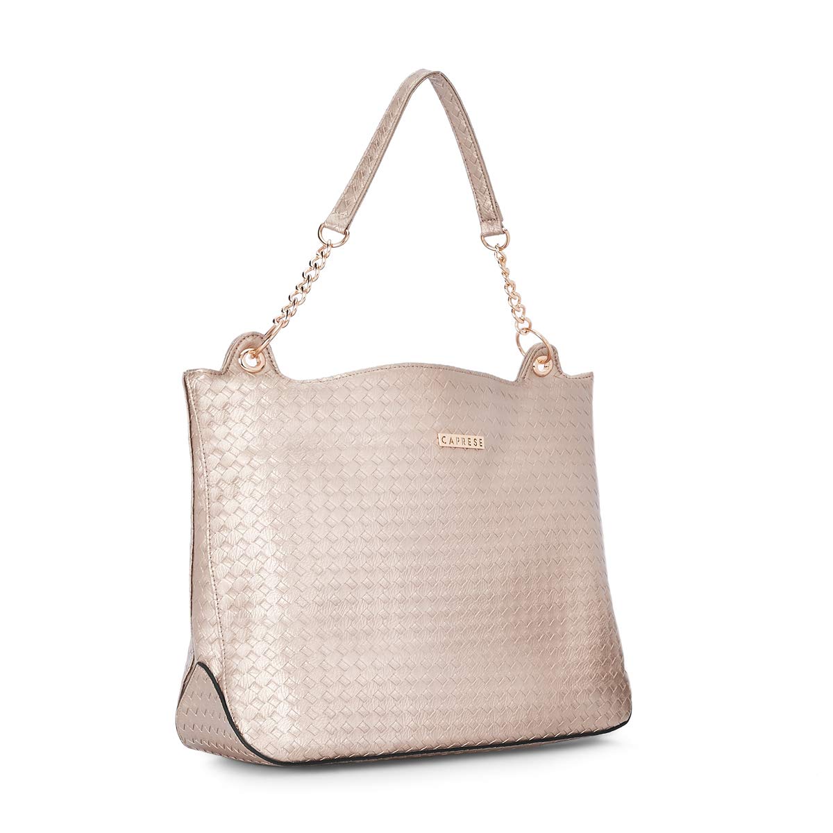 Caprese Nikita Hobo Bag, Medium | Stylish Shoulder Bag for Women with Multiple Compartments & Secure Zip Closure | Premium Metal Logo, Back Pocket | Perfect for Casual & Daily Use (Gold)