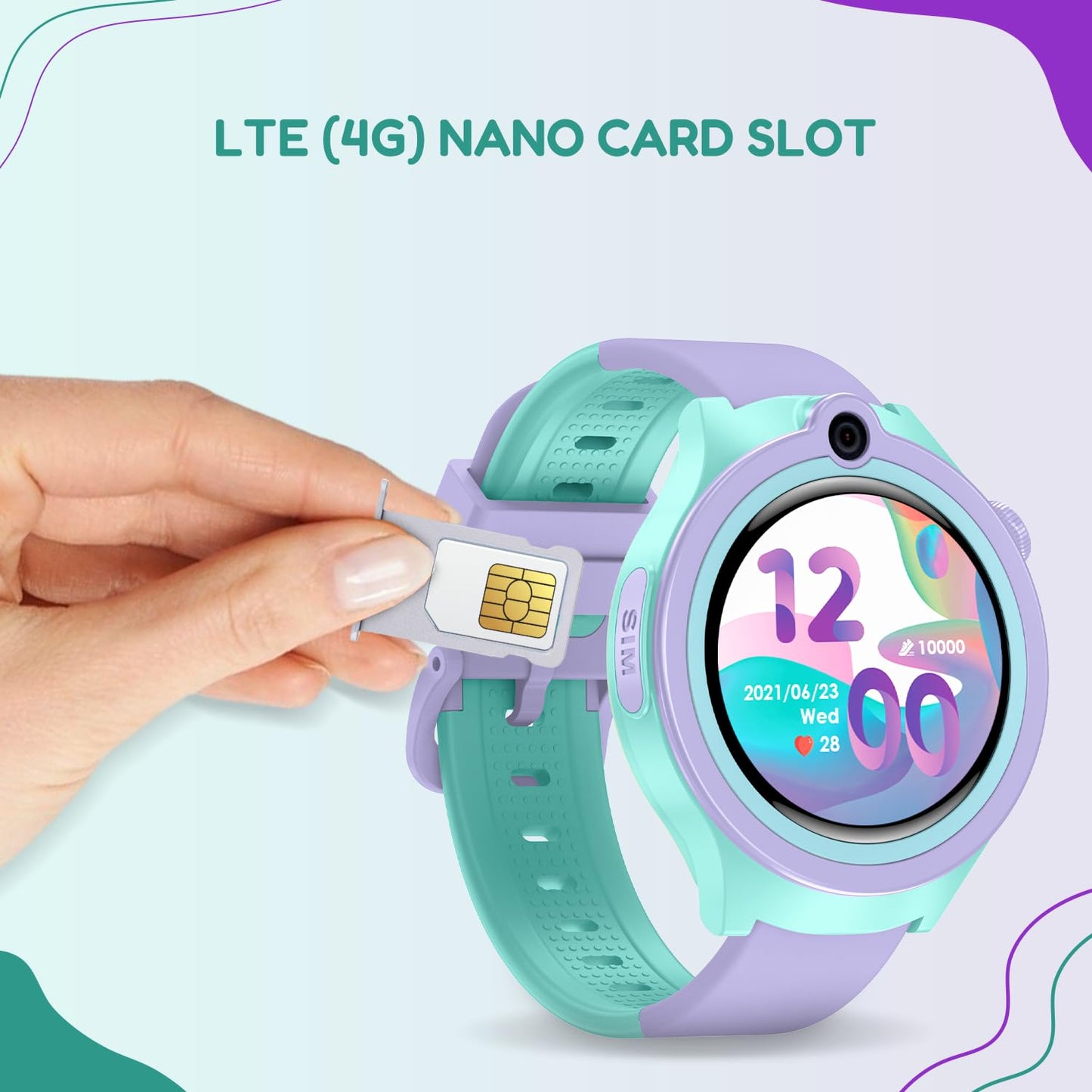 SPIKY Smart Watch for Kids Girls and Boys, GPS Tracking Smartwatch with 4G Sim Support, SOS, Long Battery, WiFi, IP68 | Voice & Video Call Watch (Purple)