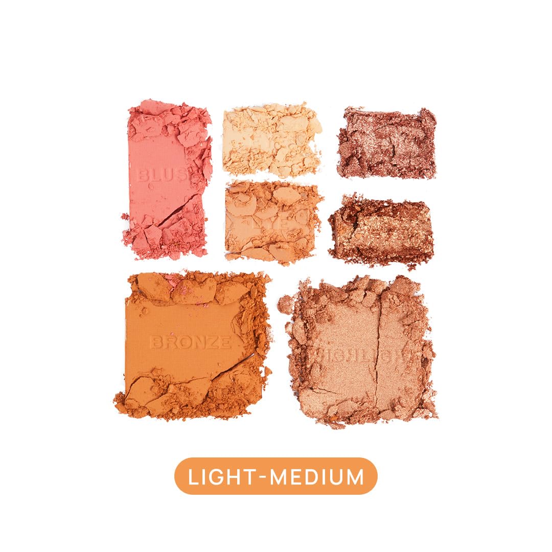 Revolution Pro- Iconic Eye & Cheek Palette- Light/Medium |All-in-one makeup must-have |7-shade palette for eyes, face and cheeks |Highly pigmented |Blendable & buildable |12gm
