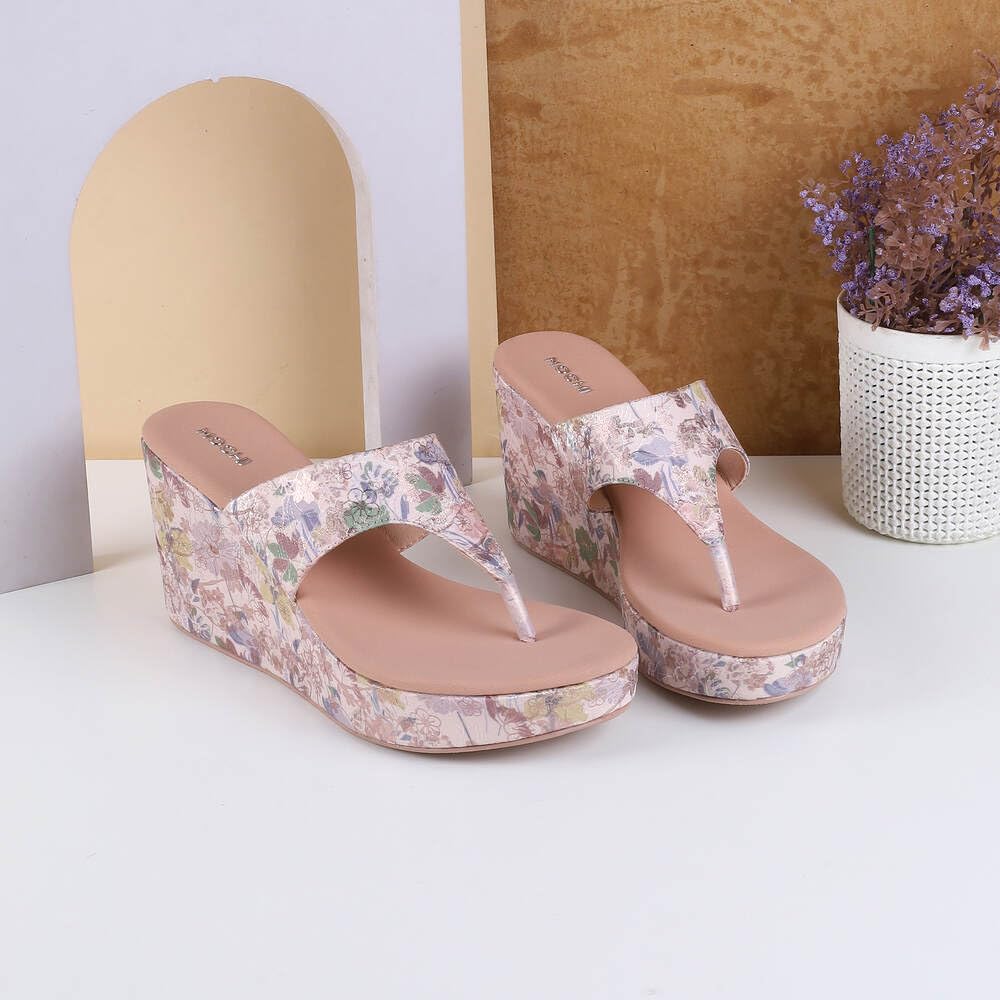 Mochi Women Peach High Wedge Heel Fashion Slip-on Sandal UK/5 EU/38 (34-275)