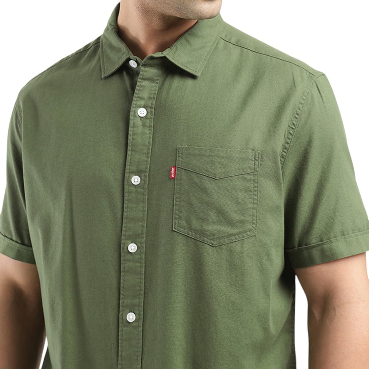 Levi's Men's Solid Slim Fit Shirt (32908-0341_Green