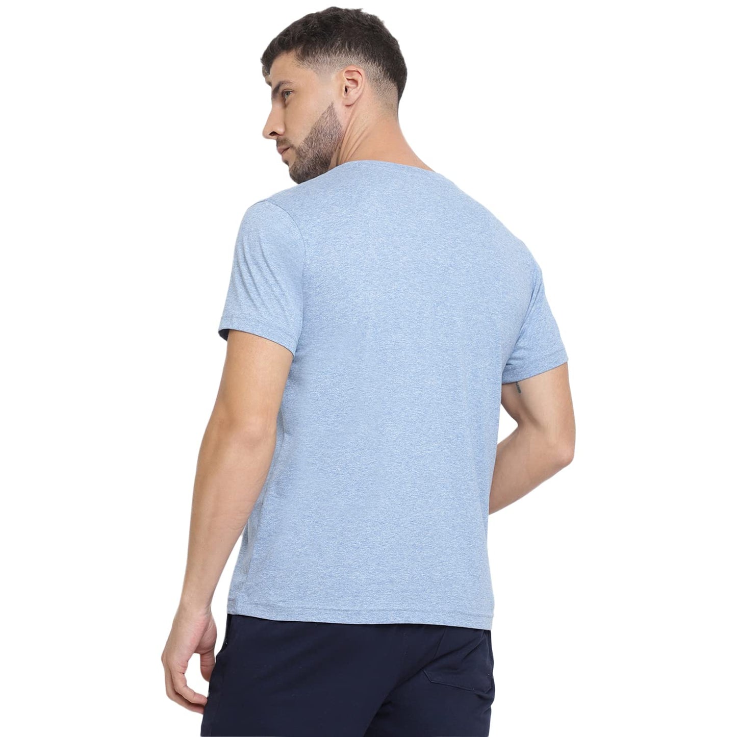 Van Heusen Men's Cotton Sport Crew Neck Regular Fit T-Shirt - Short Sleeve, Ultra Soft_70018_Sky Blue_XL
