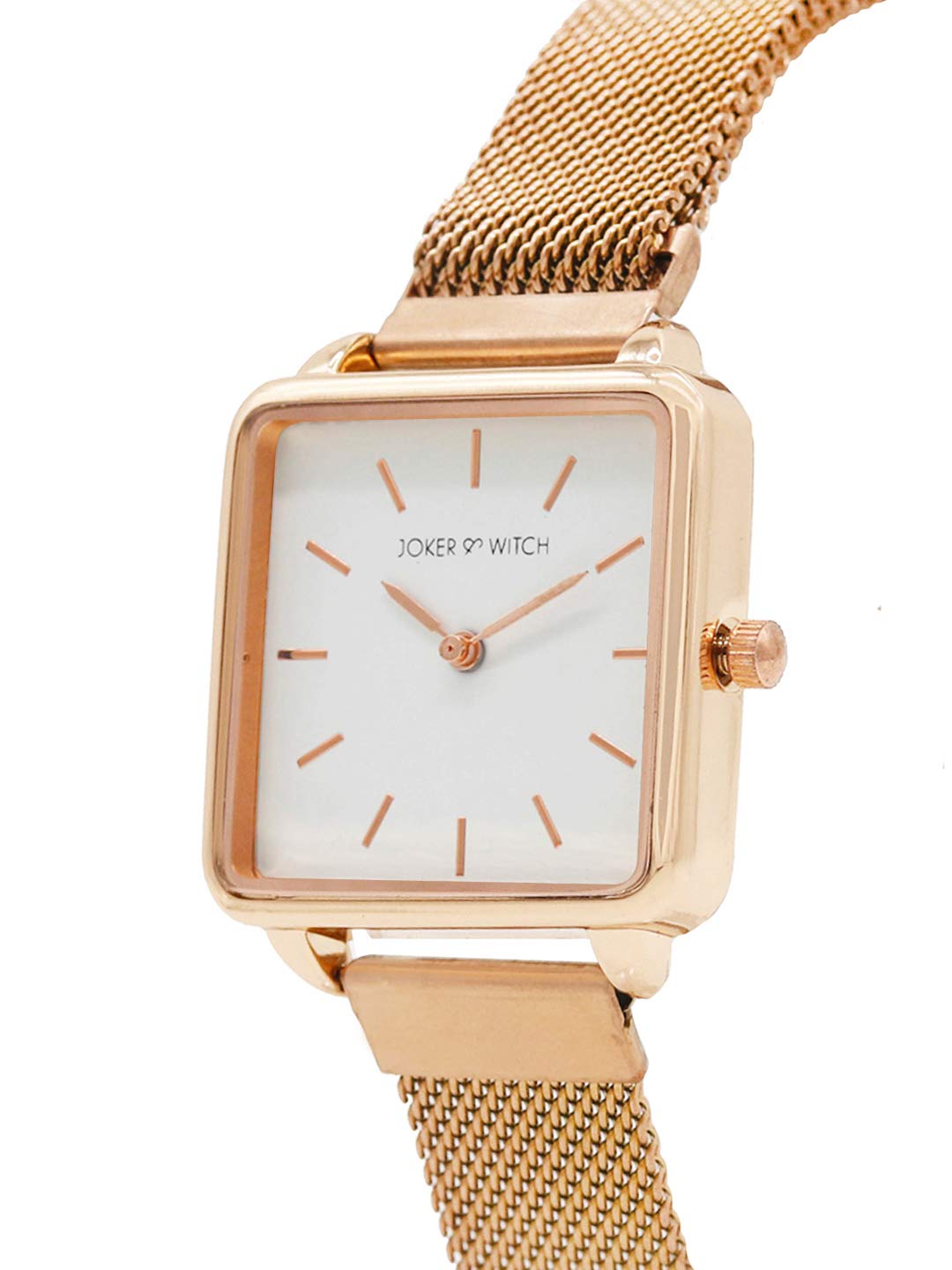 Joker & Witch Stainless Steel Glow Rosegold Analogue Watch Bracelet Set For Women, White Dial, Rose Gold Band