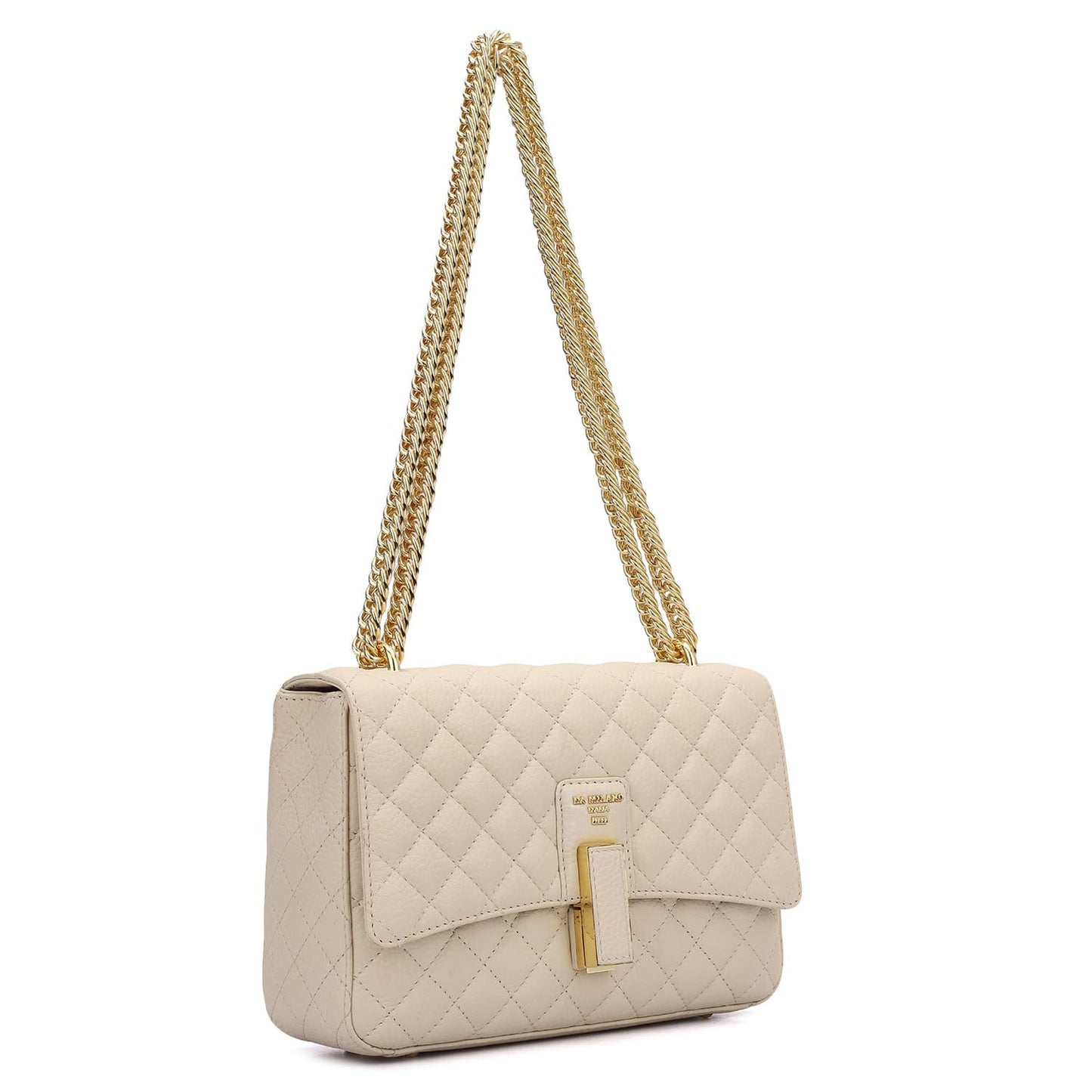 Da Milano Leather Shoulder Bag for Women - White (Small)