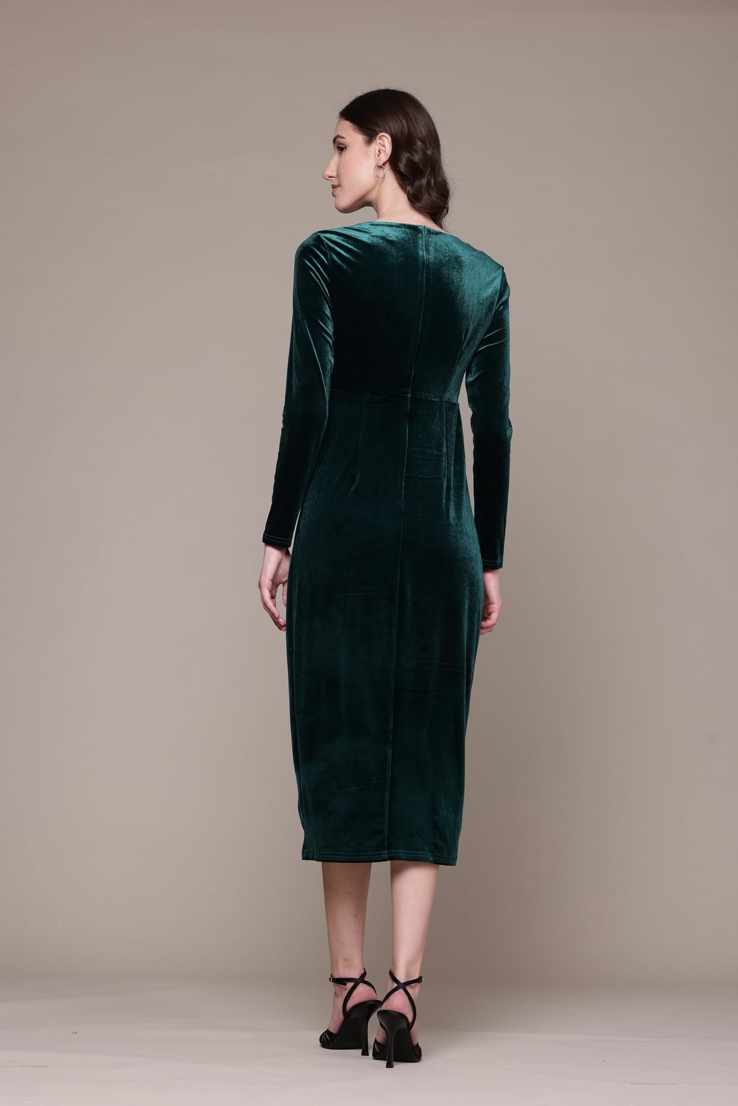 Label RITU KUMAR Green Avery Velvet Wrap Dress