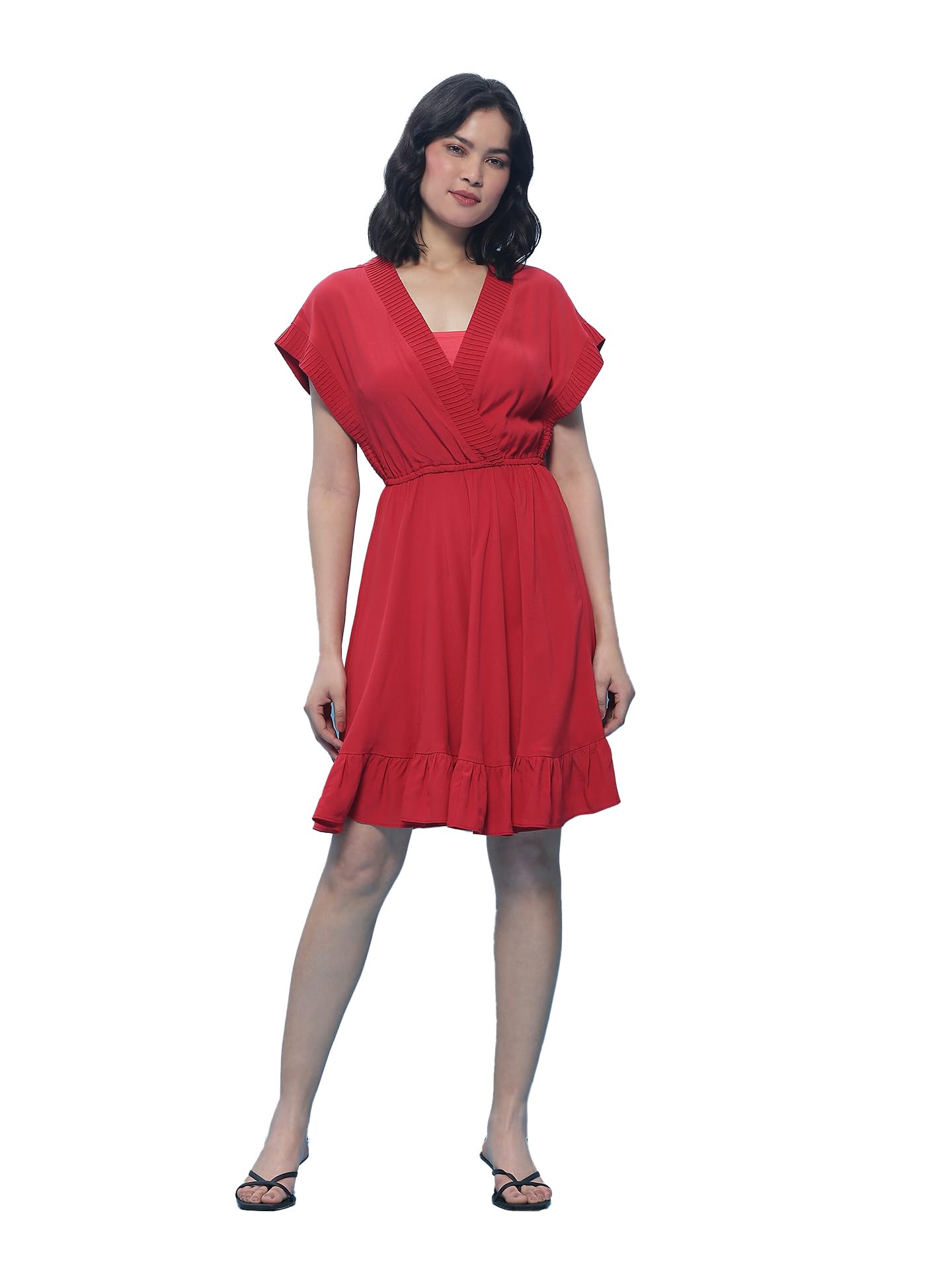 Label RITU KUMAR Red Solid Short Dress with Inner