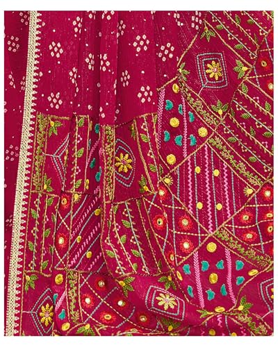 Laxmipati Pasandida Pink Chiffon Bandhani Embroidered Saree