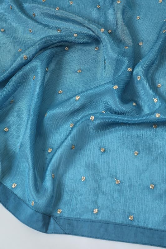 Soch Womens Powder Blue Ethnic Motifs Print Chinon Suit Set