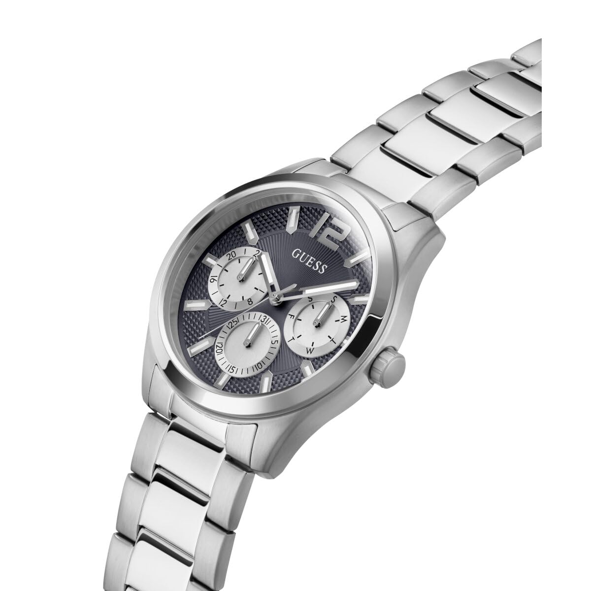 GUESS Men's Stainless Steel Analog Navy Blue Dial Silver Band Watch-Gw0707G1