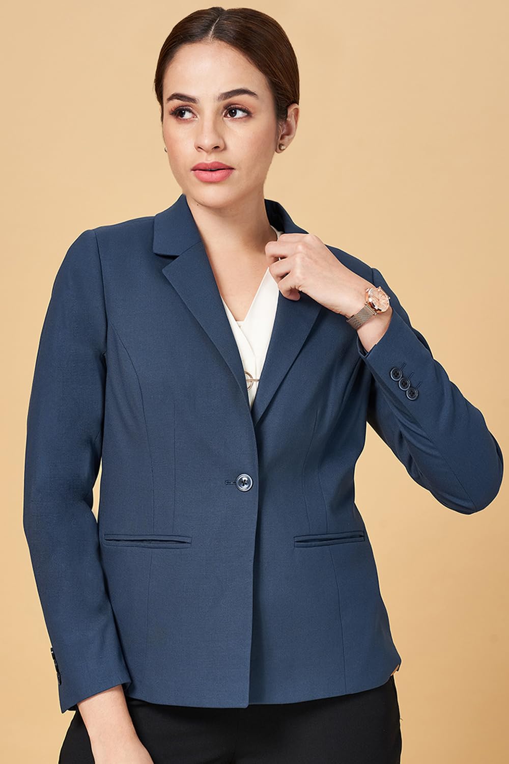 Annabelle by Pantaloons Women's Classic Regular Blazer (110143239003_Teal