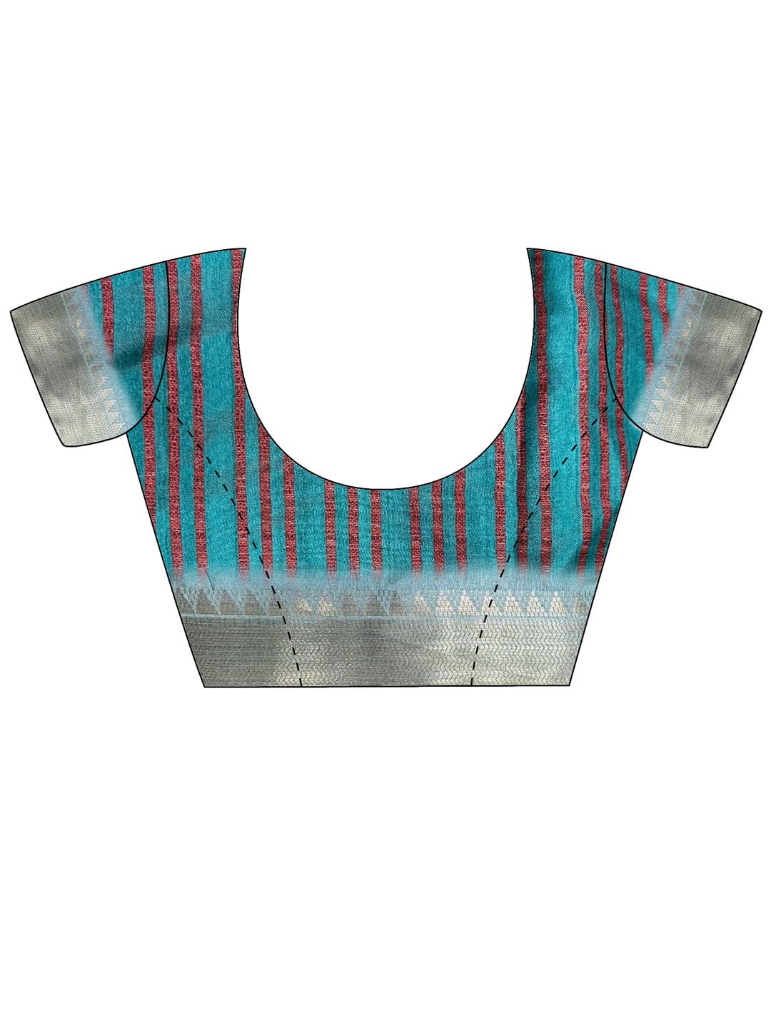 SAREE MALL Women's Teal blue Manipuri Silk Kalamkari Printed Saree With Unstitched Blouse (PICHWIRNG107_GIF)