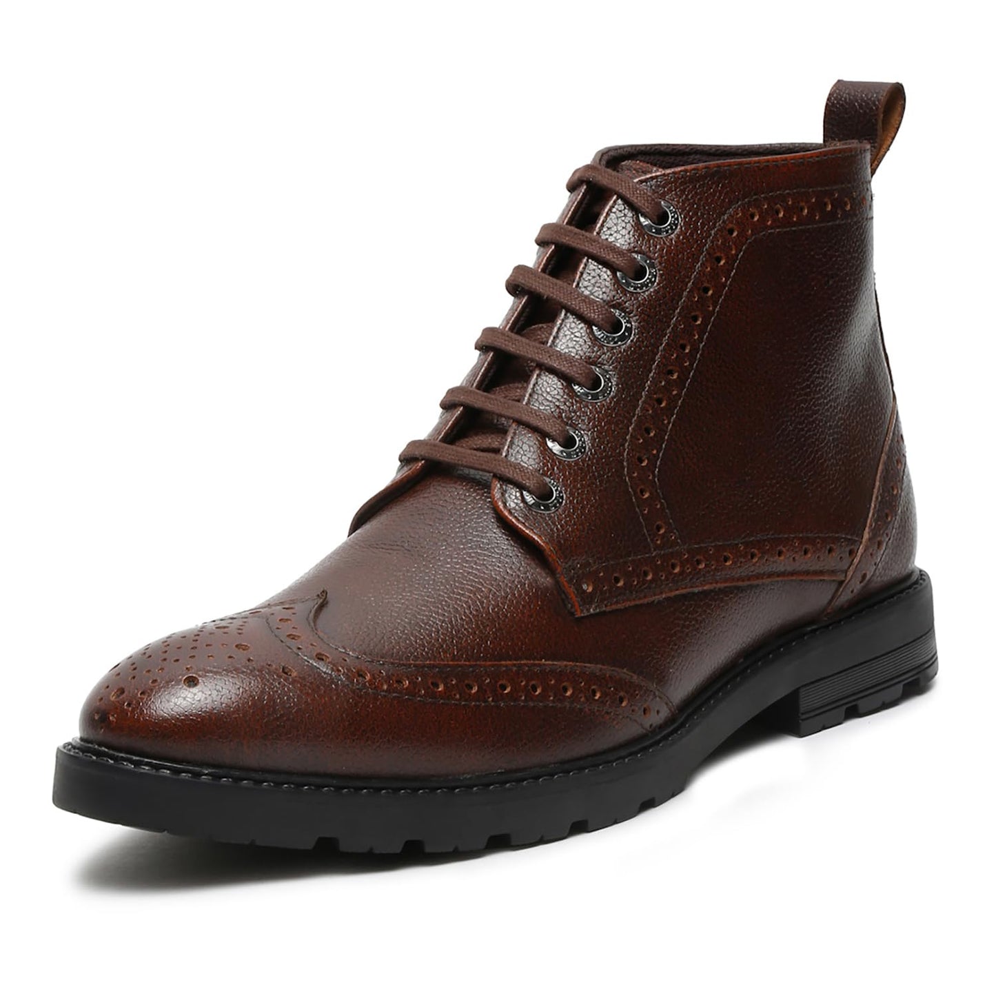 LOUIS STITCH Chukka Boot for Men | High Ankle Italian Leather Boot | Handcrafted | Hiking and Biking Shoes | Brogue Style Lace-up Boot | Mens Formal Boot Size-UK010 Brown (BT-WBNDCKBG)