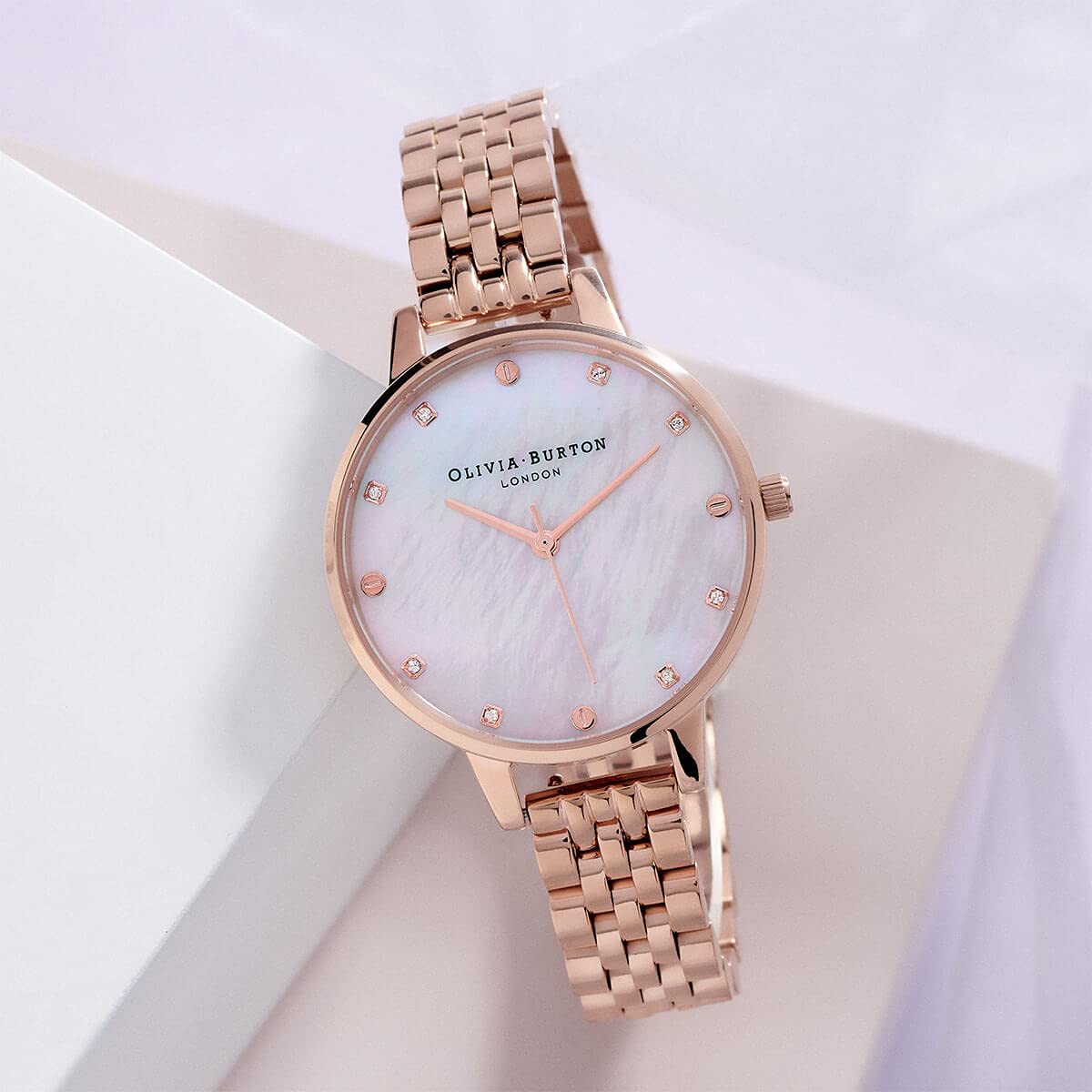 Olivia burton Classics Analog Pink Dial Women's Gold Watch-Ob16Se15