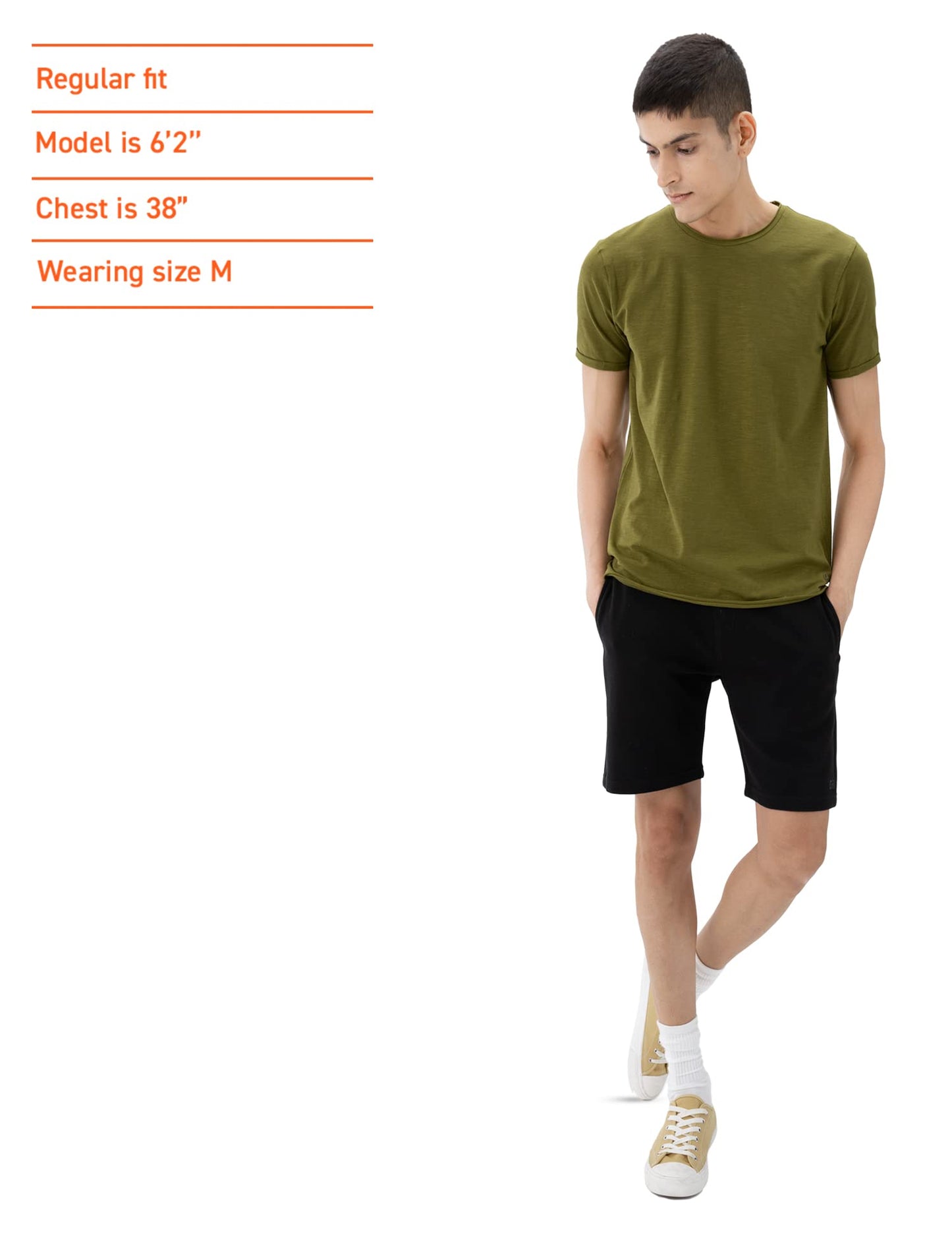 DAMENSCH Men’s Slim Fit Cotton-Elastane Blend Half Sleeve Casual T-Shirt | Round Neck T-Shirt Olive Green