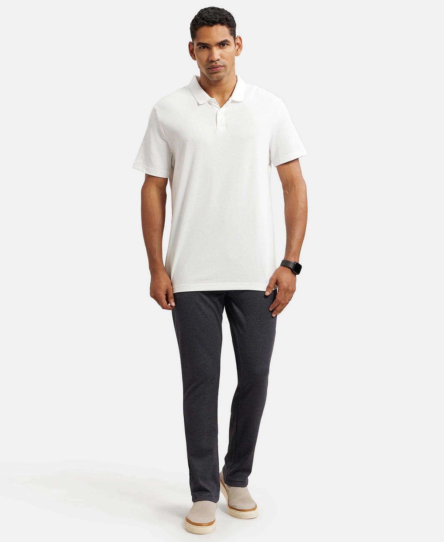 Jockey IM06 Men's Super Combed Cotton Rich Elastane Stretch Slim Fit Solid All Day Pants with Pockets_Navy M