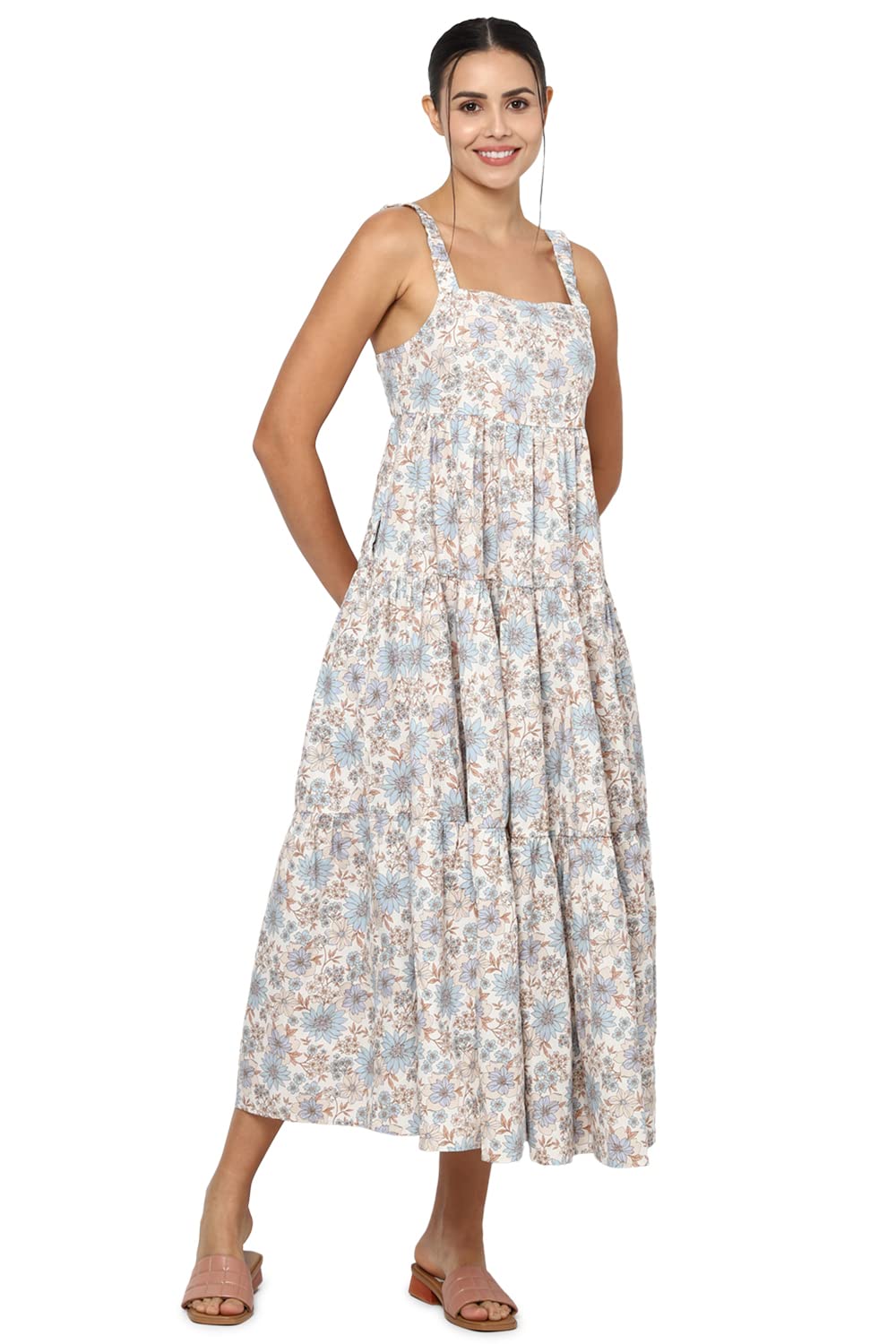 American Eagle Women's Cotton Modern Maxi Dress (WES0396648900_Multi-Colored