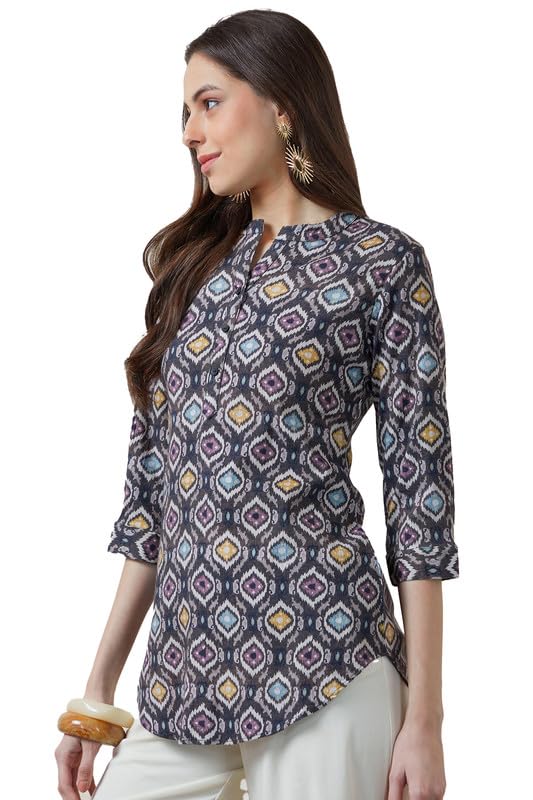 Soch Womens Charcoal Spandex Abstract Print Tunic