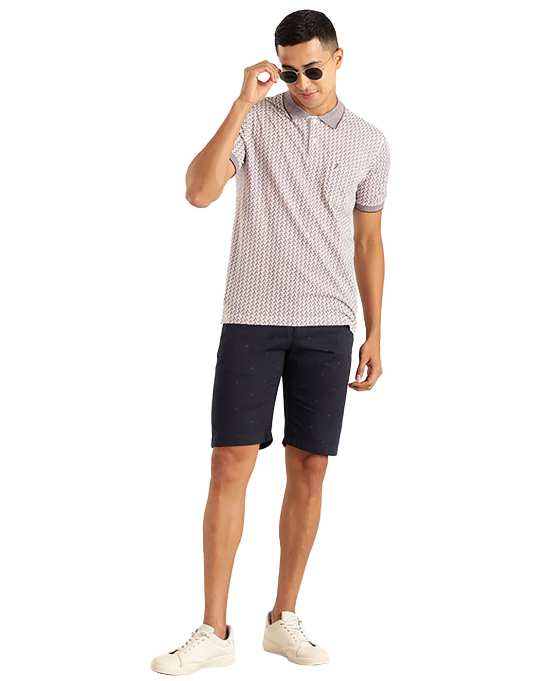 Indian Terrain Men Printed Cotton Shorts Navy