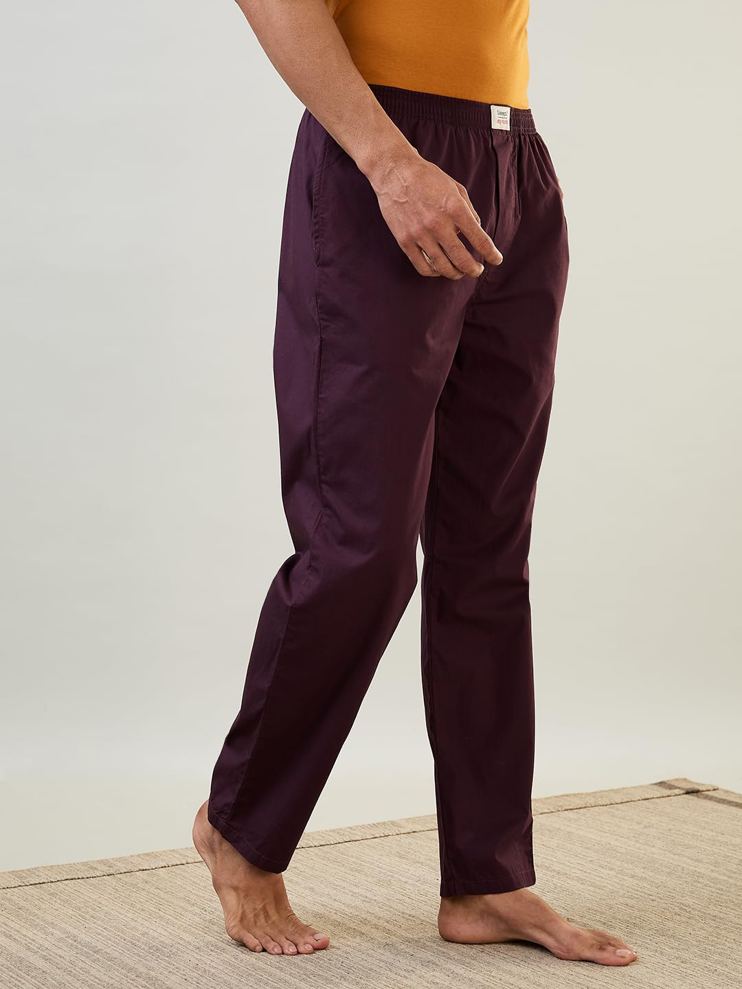 Raymond SleepZ Men Regular Fit Solid Pattern Pure Cotton Pyjama Dark Maroon