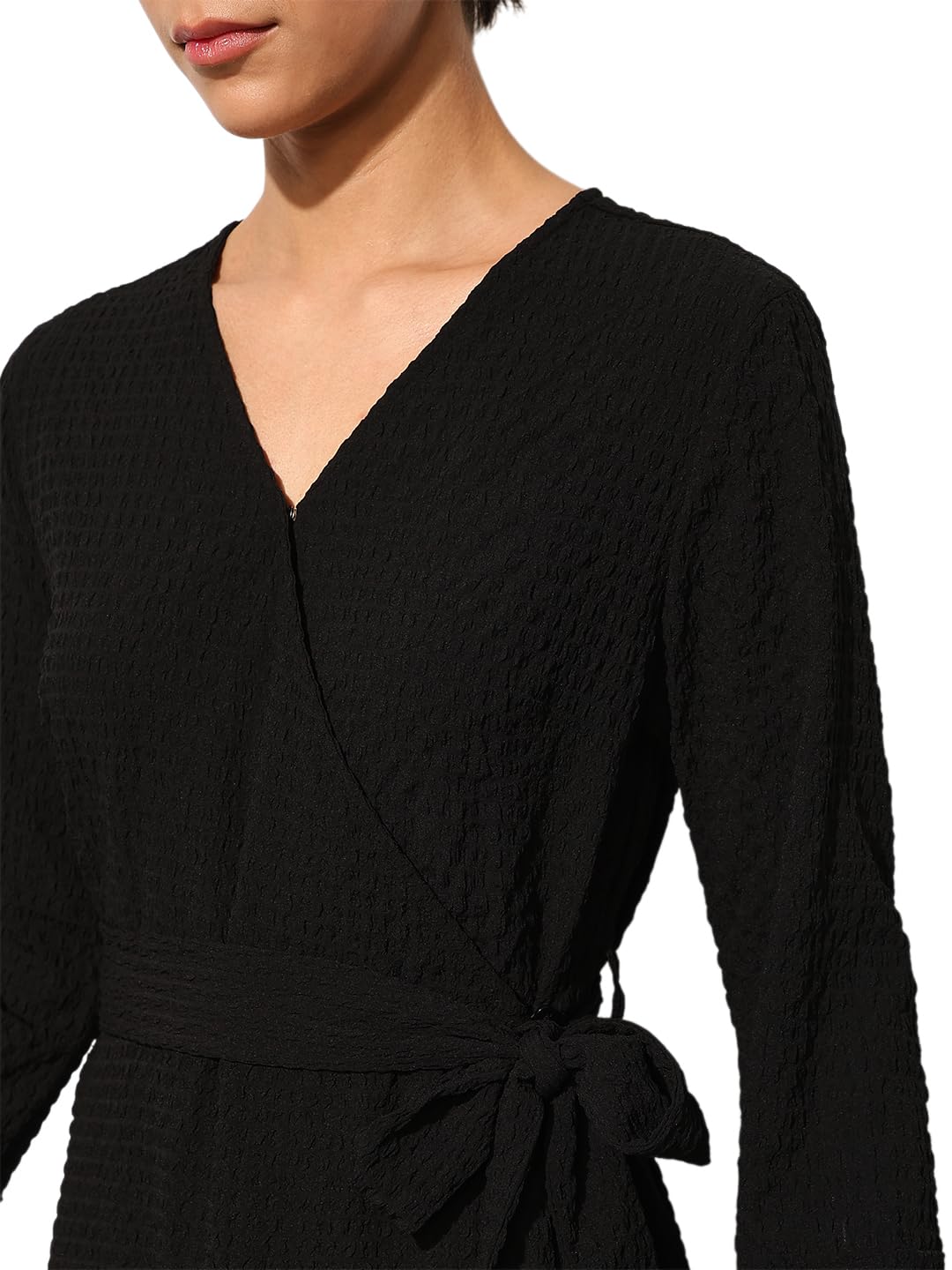 ONLY Women's Wrap Dress with Belt Midi Dress