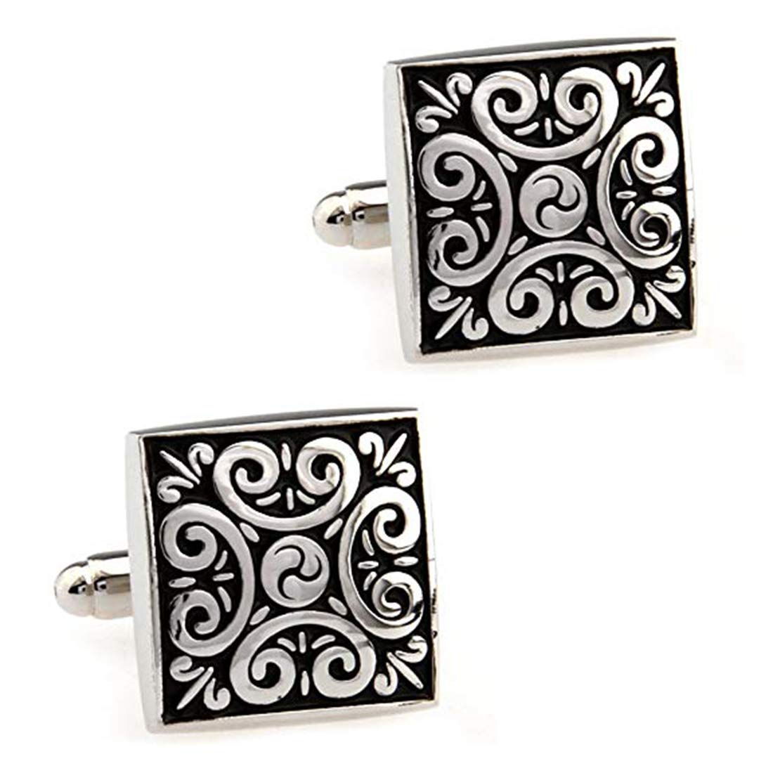 Peora Black Square Designer Cufflinks for Men Boys Wedding Business Corporate Gift