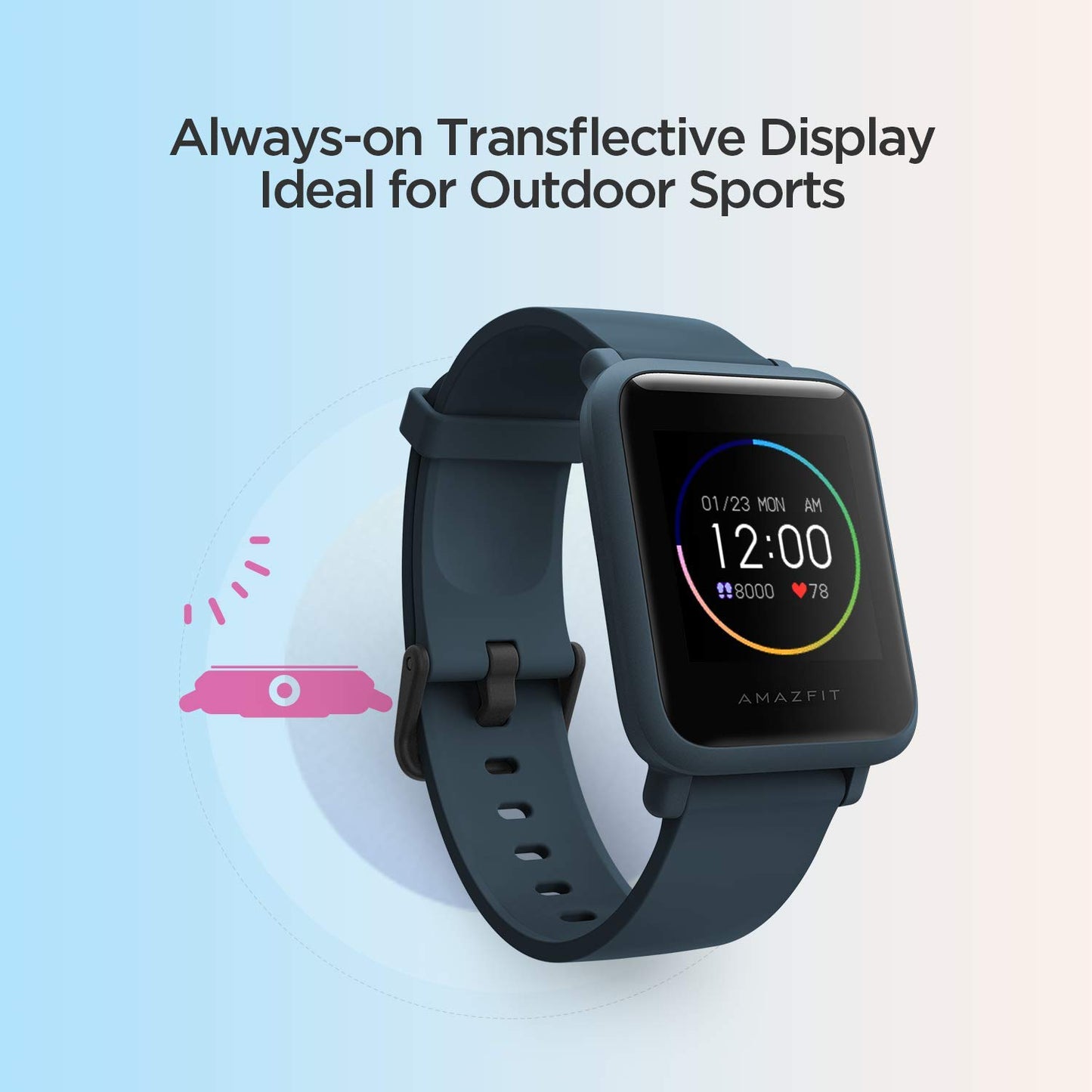 Amazfit Bip S Lite Smart Watch, 30 Days Battery Life, 150+ Watch Faces, Always-on Display, 30g Lightweight, 5 ATM Water Resistance, 8 Sports Modes (Oxford Blue)